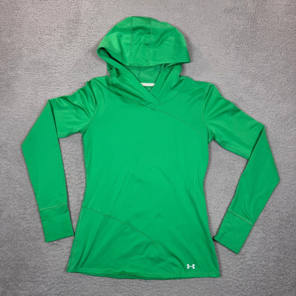 Under Armour ColdGear Green Fitted Hoodie Thumbhole Long Sleeve Womens Medium